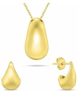 Brilio Silver minimalistlikult kullatud ehtekomplekt SET272Y Tear Drop (kaelakee, kõrvarõngad)