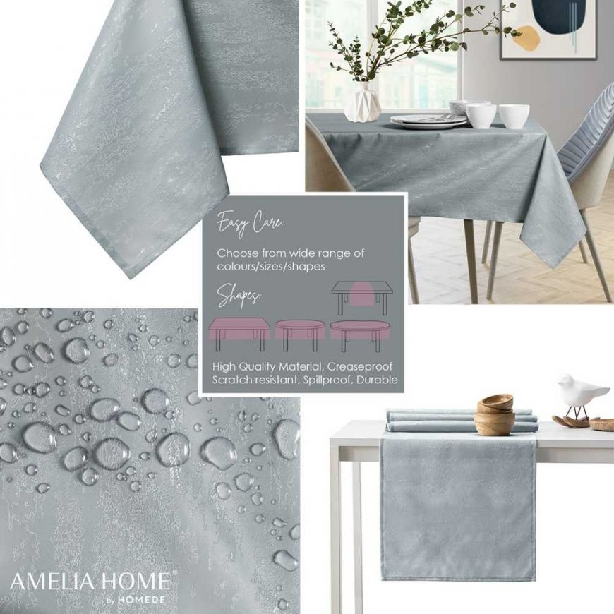 Vesta gray pressed modern tablecloth 100x100 AmeliaHome