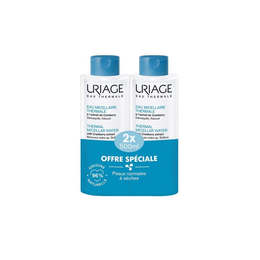 Uriage terminis micelinis vanduo normaliai-dry odai, pakuotė 2 x 500 ml – 2