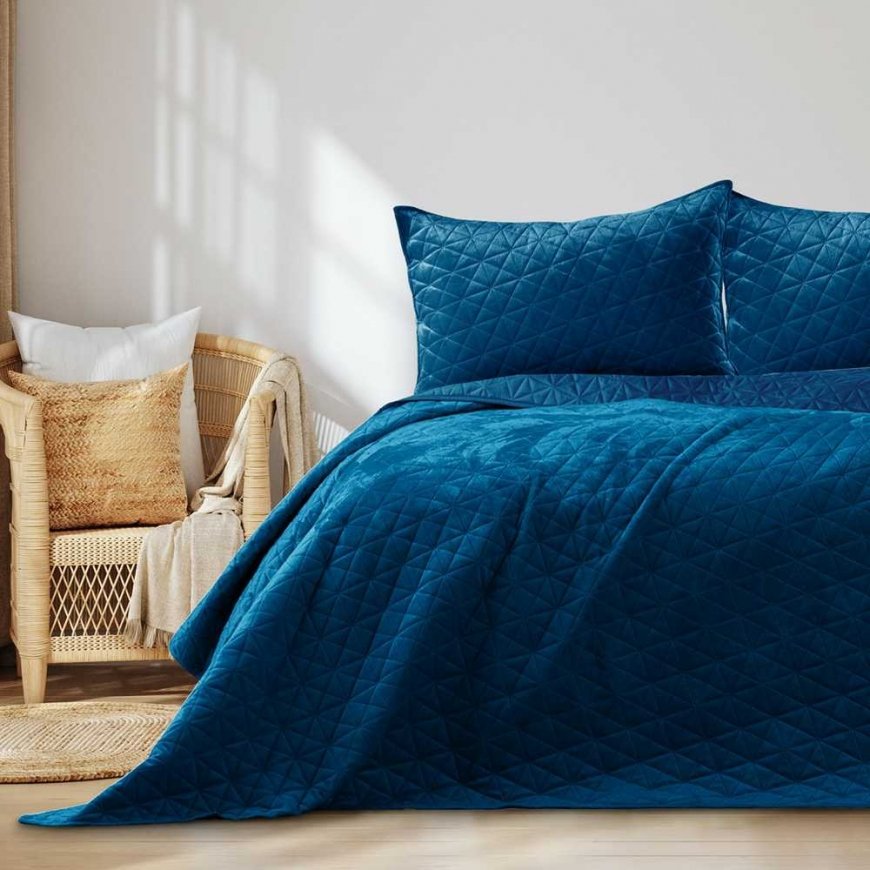 LAILA-lakanat indigo-värissä, glamour-tyylinen materiaali - tekstiili sametti, polyesteri 170x210 AmeliaHome – 5