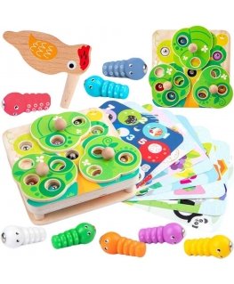 Tooky Toys TOOKY TOY puinen 2in1 taitopeli lapsille "Vedä matoja"