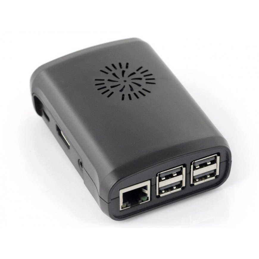 Yksinkertainen kotelo Raspberry Pi Model 3B+/3B/2B - musta tuulettimella – 2
