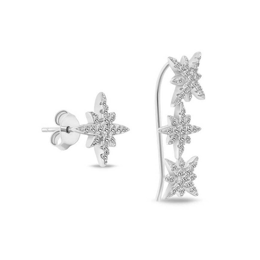 Brilio Silver Brilio Sidabrinis Charming asymmetric silver earrings Star EA780W