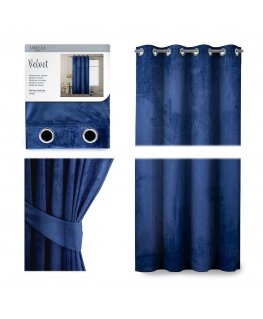 Yöverho renkailla AmeliaHome VELVET 140X245 cm, 1 kpl, väri: tummansininen