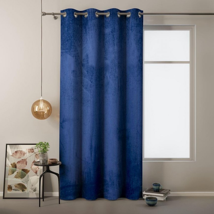Öö kardin rõngastega AmeliaHome VELVET 140X245 cm, 1 tk, värv: tume sinine – 2