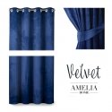 Nakts aizkars ar gredzeniem AmeliaHome VELVET 140X245 cm, 1 gab., krāsa: tumši zila