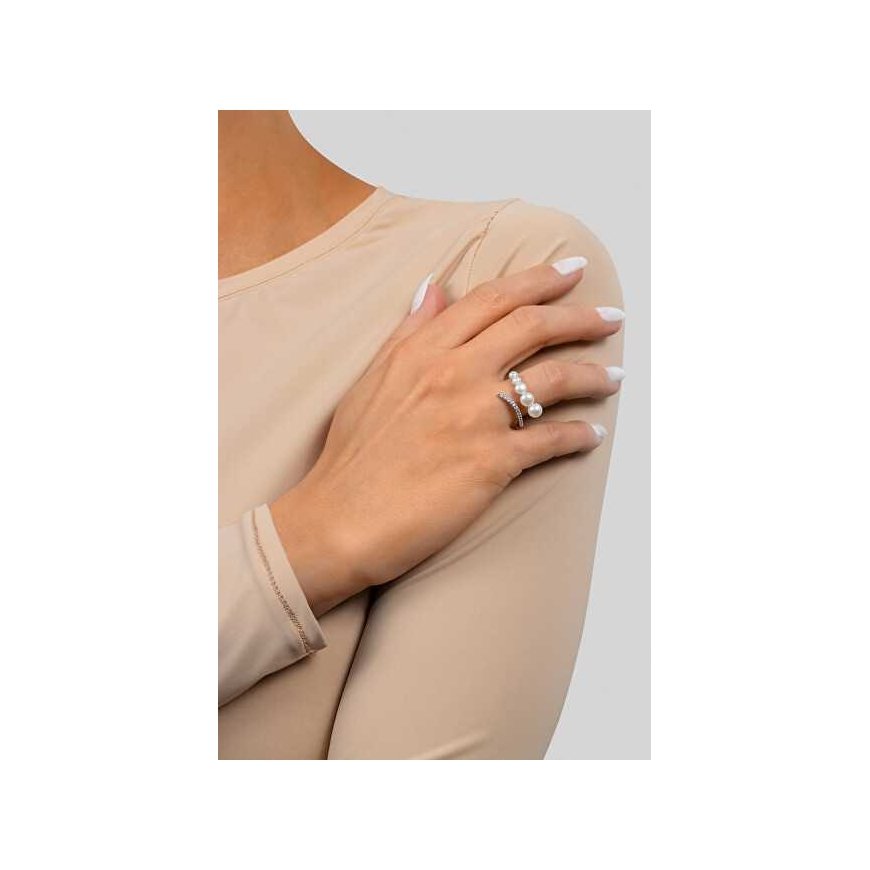 Brilio Silver Brilio Silver Elegant open ring with pearls RI098W – 3