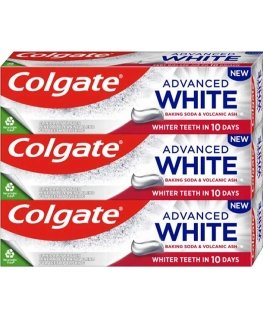 Colgate Advanced Baltas Kepimo Soda ir Vulkaninės Pelenų Trio Balinimo Dantų pasta 3 x 75 ml 75ml dantų balinimui