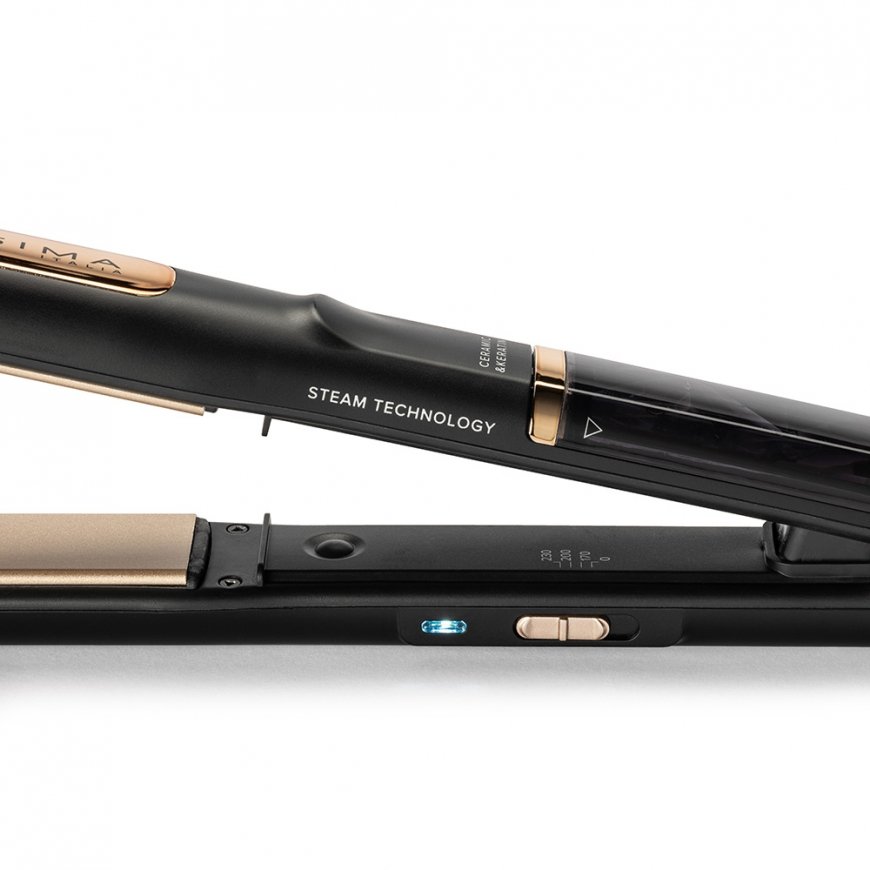 Bellissima Steam Ceramic & Keratin Matu taisnotājs Tvaiks Melns, Zelts 1,8 m – 3