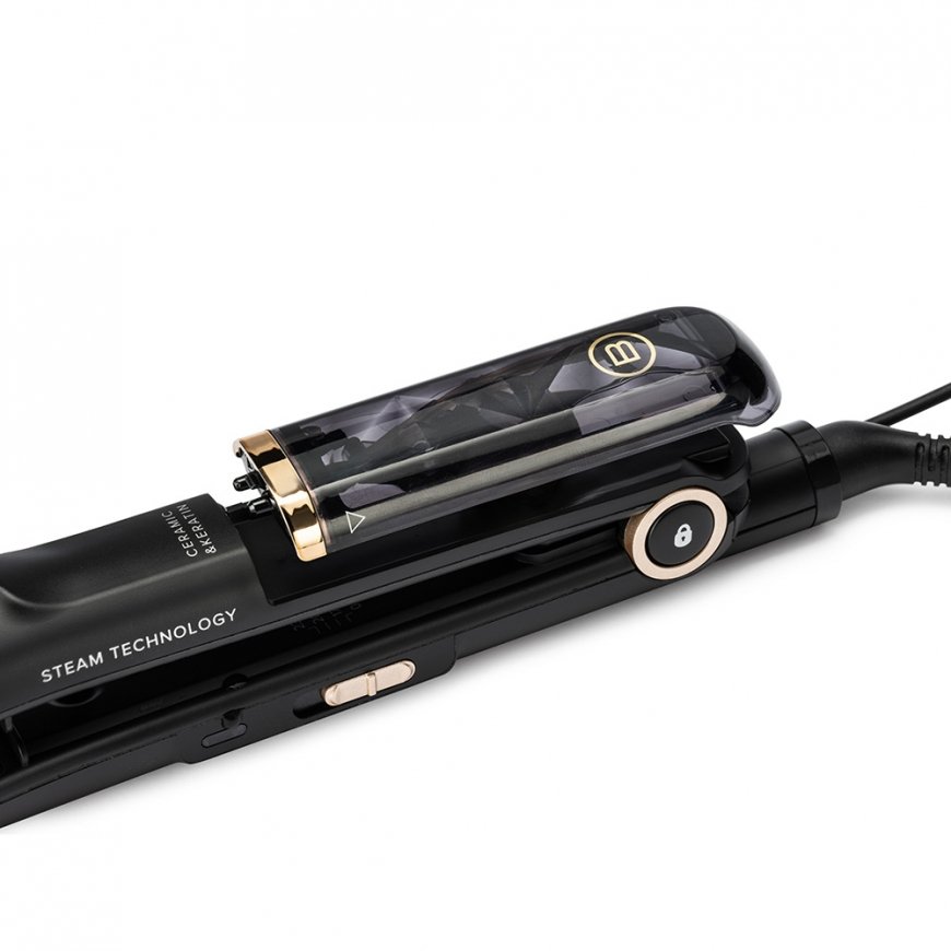 Bellissima Steam Ceramic & Keratin Tiesinimo žnyplės Garinis Juoda, Auksas 1,8 m – 4