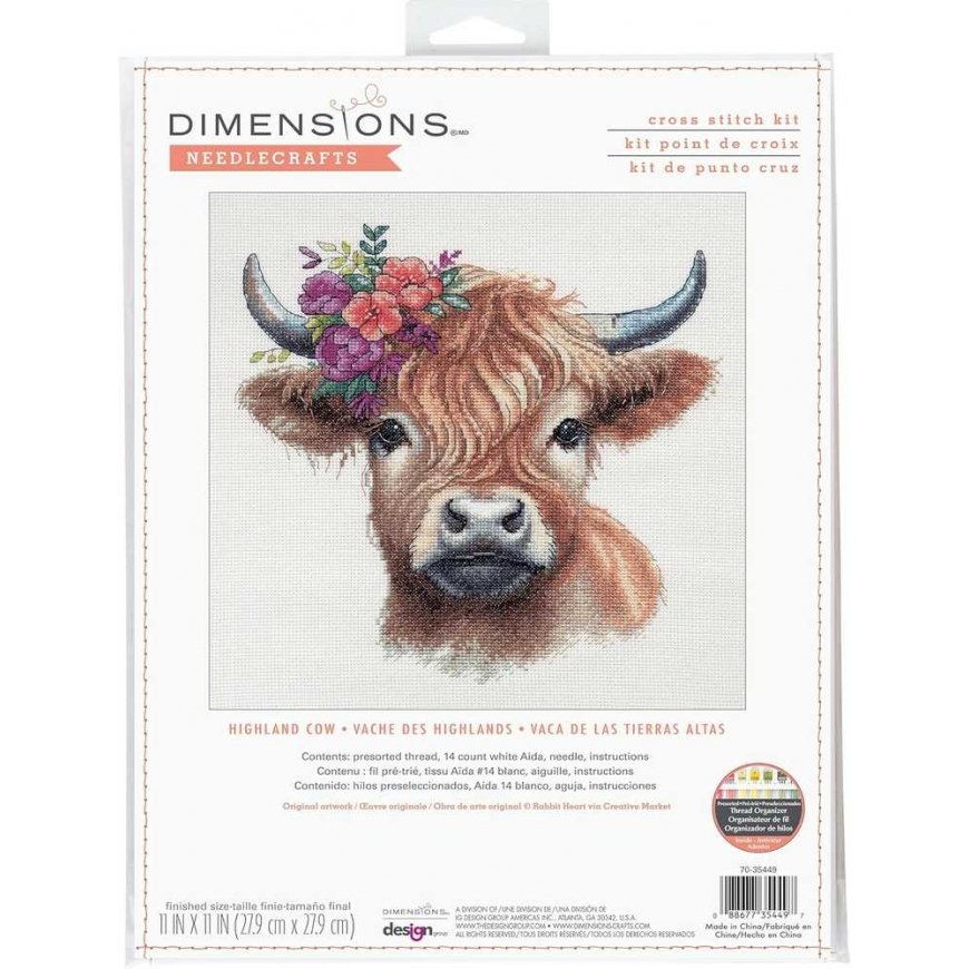 Simplicity Creative Corp Krustveida izšūšanas komplekts Highland Cow D70-35449 – 2