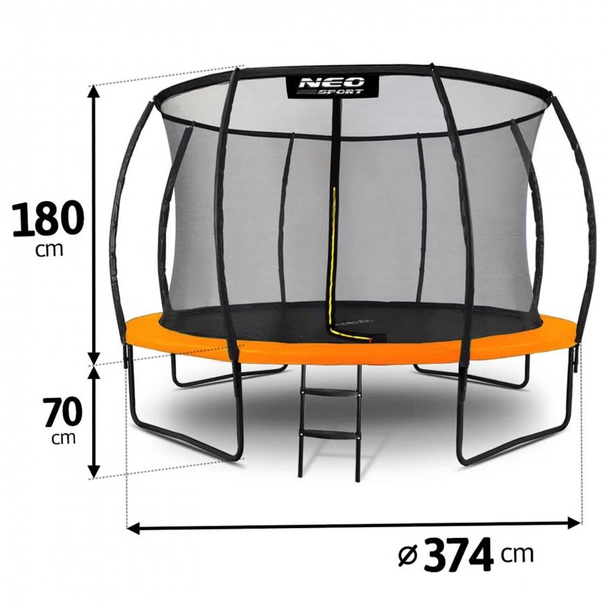 Profilēts dārza batuts 12 pēdas / 374 cm ar iekšējo Neo-Sport tīklu – 4