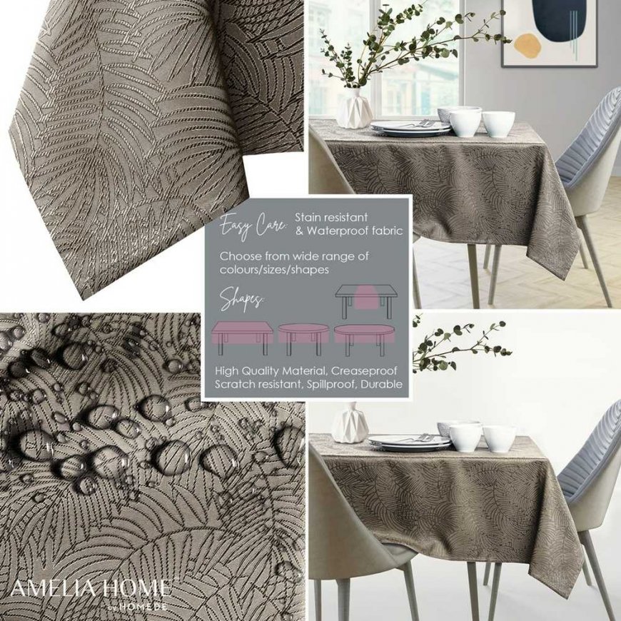 Tablecloth Gaia cappuccino pressed vegetables 100x100 AmeliaHome
