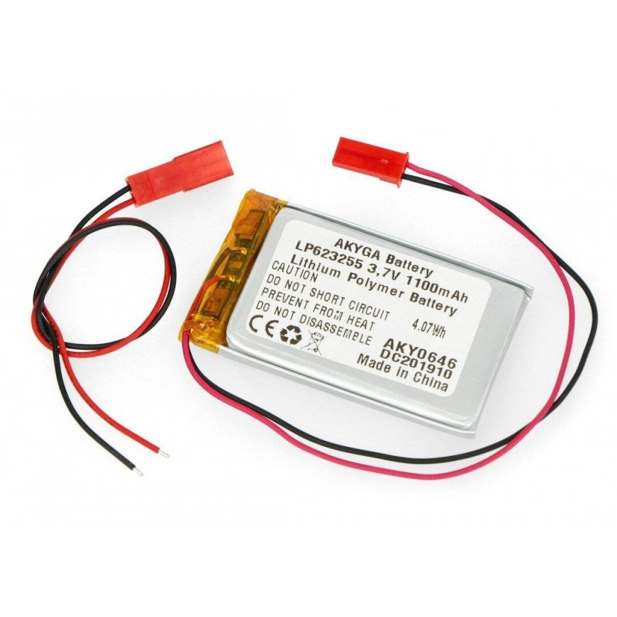 Akyga 1100mAh 1S 3.7V Li-Pol akumuliatorius - 55x32x6.2mm – 2