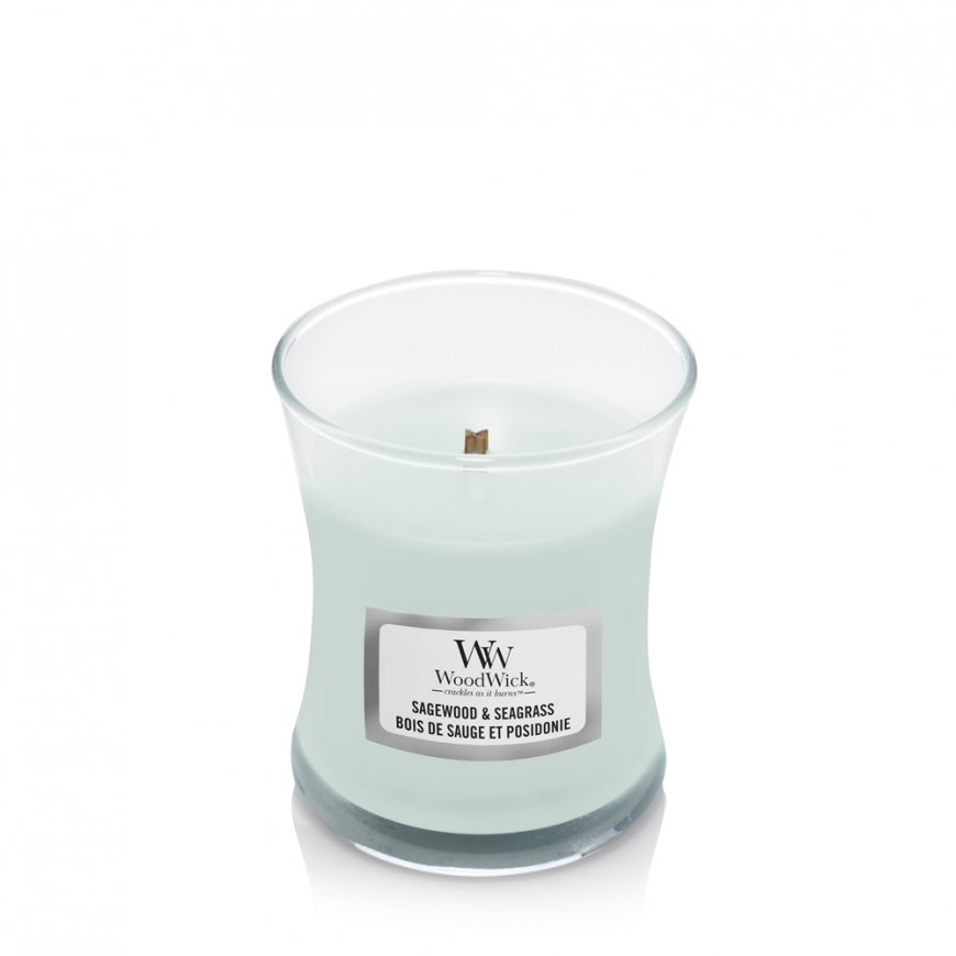 WoodWick Sagewood & Seagrass Mini Jar vaska svece Apaļš Krāsa "Aqua" 1 pcs – 2