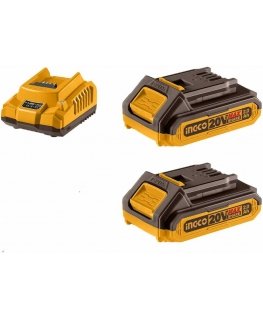 Ingco FBCPK1222E laadija komplekt + 2 tk akut 2,0A Li-ion aku jaoks 20V