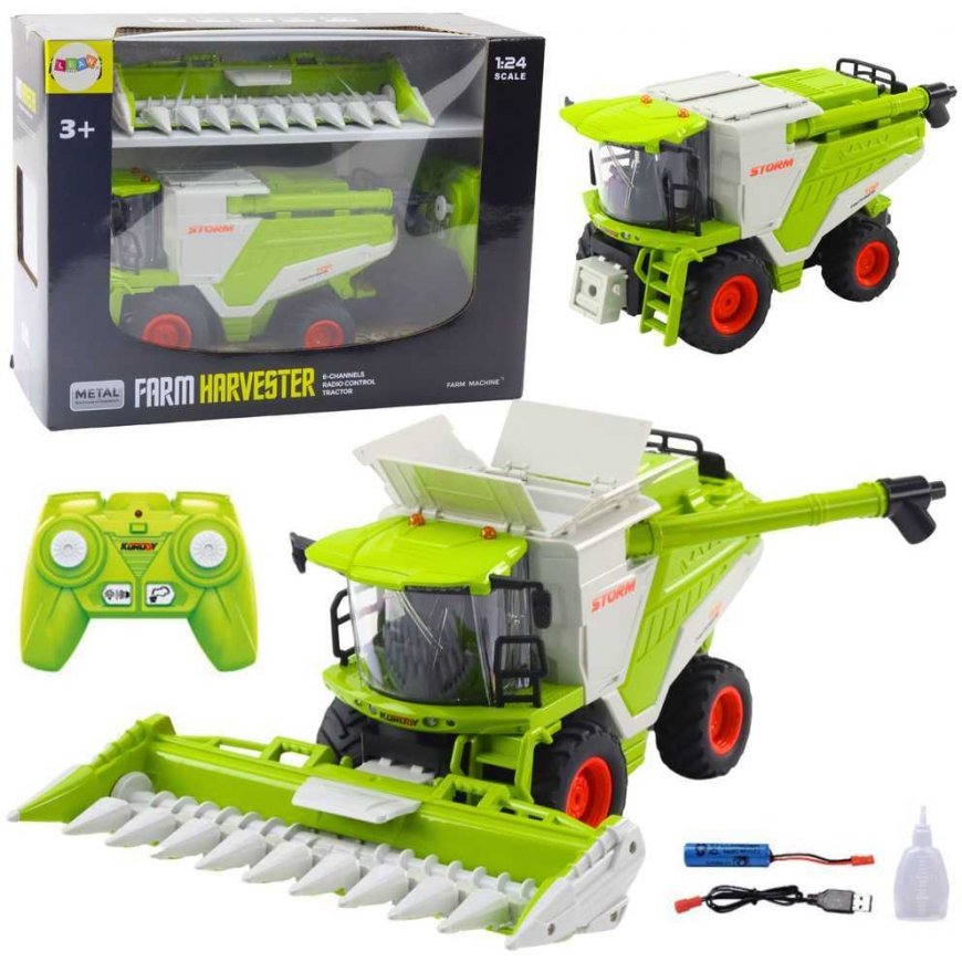 Lean Toys Remote Controlled Combine Harvester with Corn Header