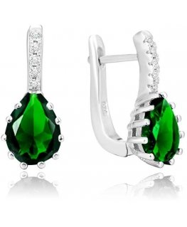 Beneto Silver earrings with green crystal AGU1198