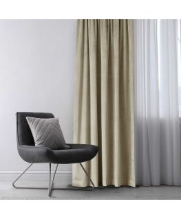 Užuolaidos VELVET spalvos beige stiliaus klasikinės sidabrinės kilpelės medžiagos tipas - tekstilė aksomas 140x245 AmeliaHome