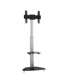 SBOX FS-500 monitoriaus laikiklis arba stovas 177,8 cm (70") Grindys Juoda, Nerūdijančiojo plieno