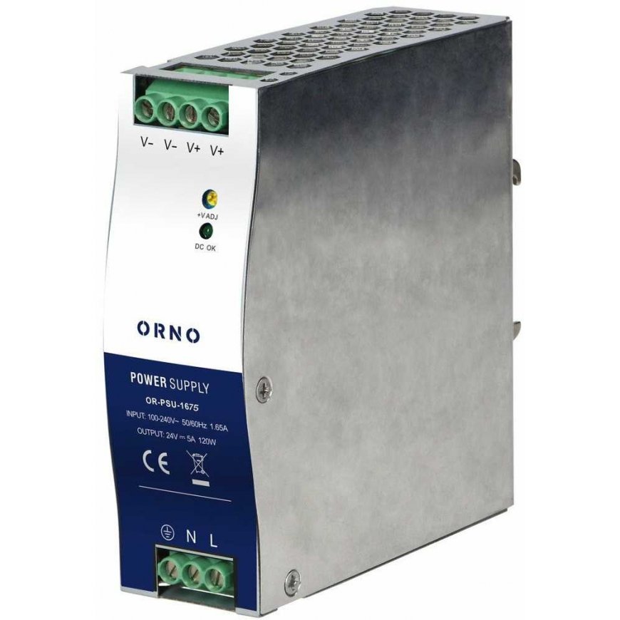 Orno tööstuslik toiteallikas, DIN-raudtee, 24VDC, 5A, 120W, metallkorpuses – 2