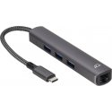 Bluecloud USB-C-USB-A hub ir gigabit ethernet, 3 prievadai Bluecloud USB-C-USB-A hub ir gigabit ethernet, 3 prievadai
