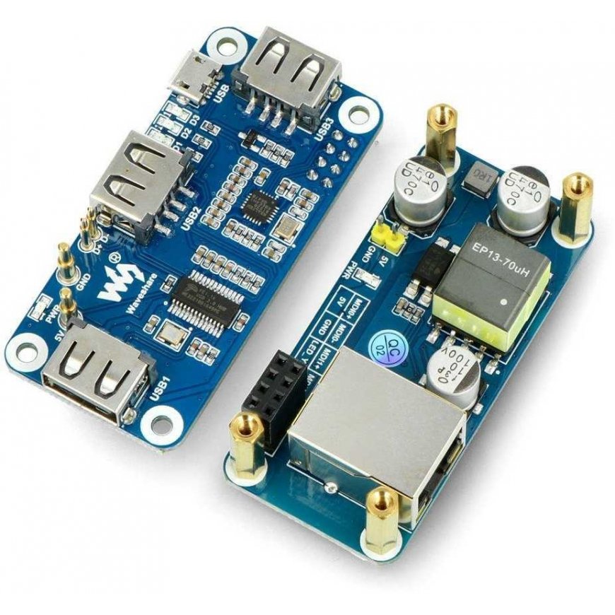 Waveshare PoE Ethernet/USB HUB HAT, paredzēts