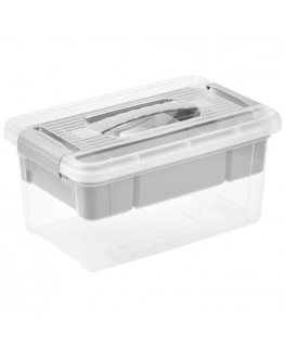 Keeeper Box with lid and organizer Henri 19x29x14cm 5L light gray transparent