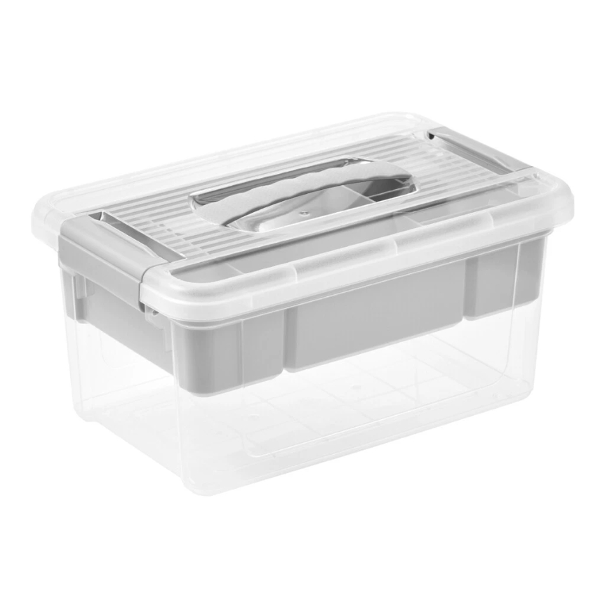 Keeeper Box with lid and organizer Henri 19x29x14cm 5L light gray transparent