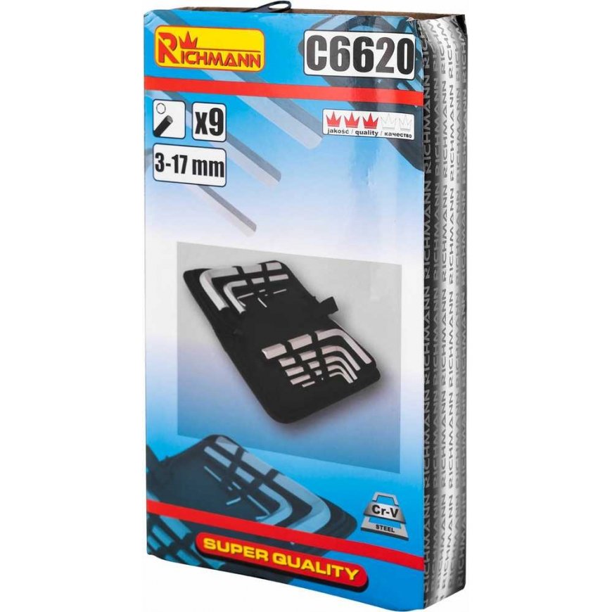 Dymo kuusnurkse võtmed 3 - 17 mm, 9 tk. – 3