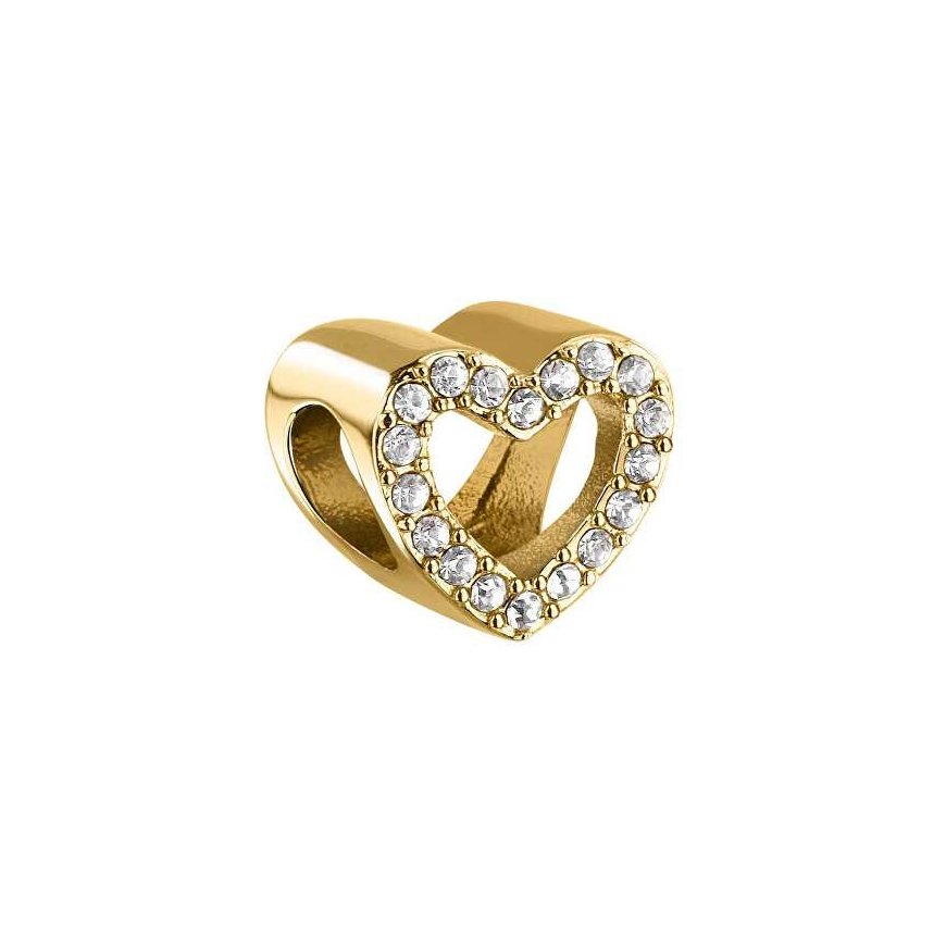 Morellato Gold-plated heart-shaped bead with drop crystals SCZ1386