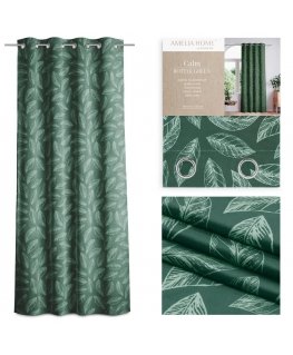 Naktinė užuolaida AmeliaHome CALM 140x250 cm, žiedai, spalva: žalia