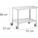 Royal Catering Maitinimo serviravimo vežimėlis 2 lentynos 80 x 57 cm iki 100 kg