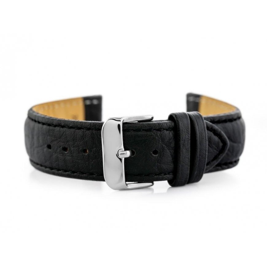 Pacific W05XL black leather watch strap - 20mm
