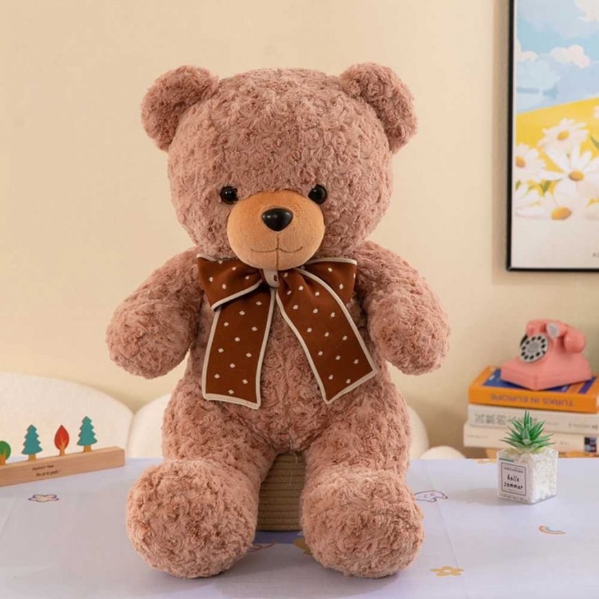 Lean Toys mīkstais talismans, jauks rotaļlieta Lācītis ar punktiņiem un lentīti, 45 cm – 4