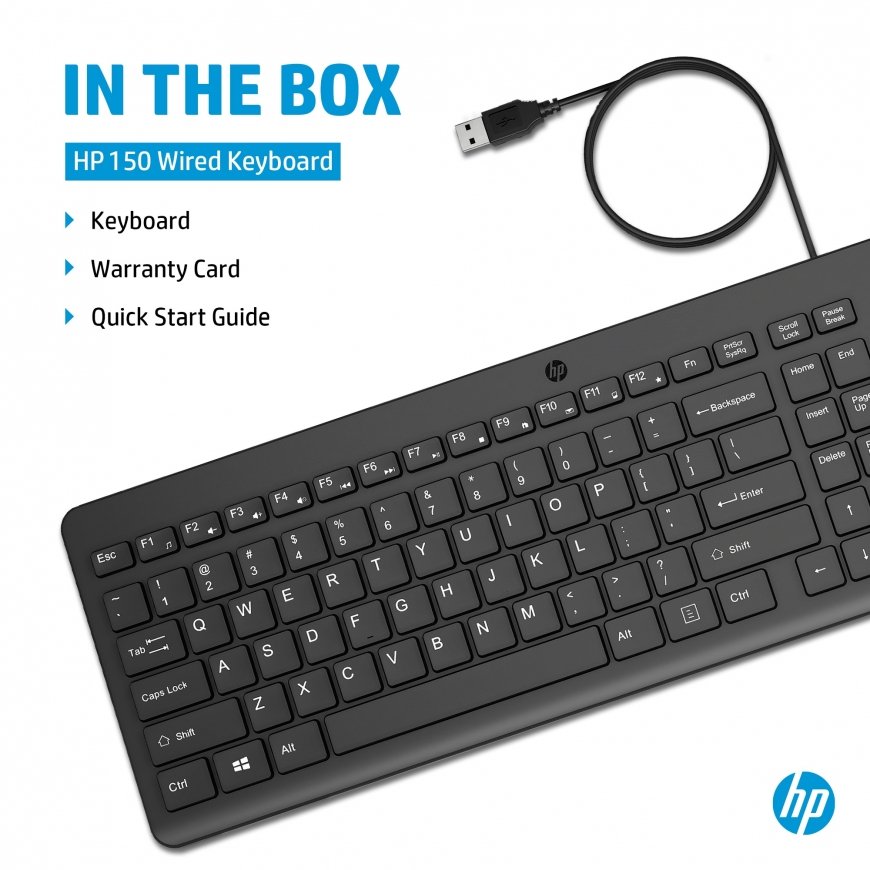 HP 150 USB-A Wired Keyboard – 5