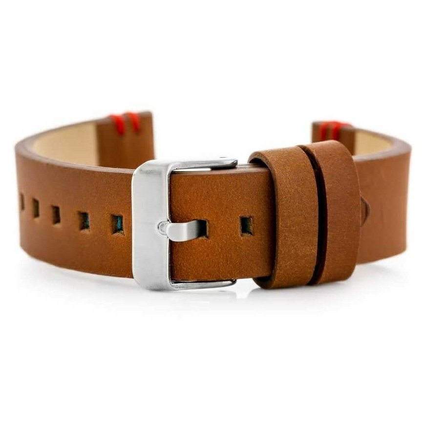 Pacific W110 watch with leather strap - brown/red - 22mm – 2