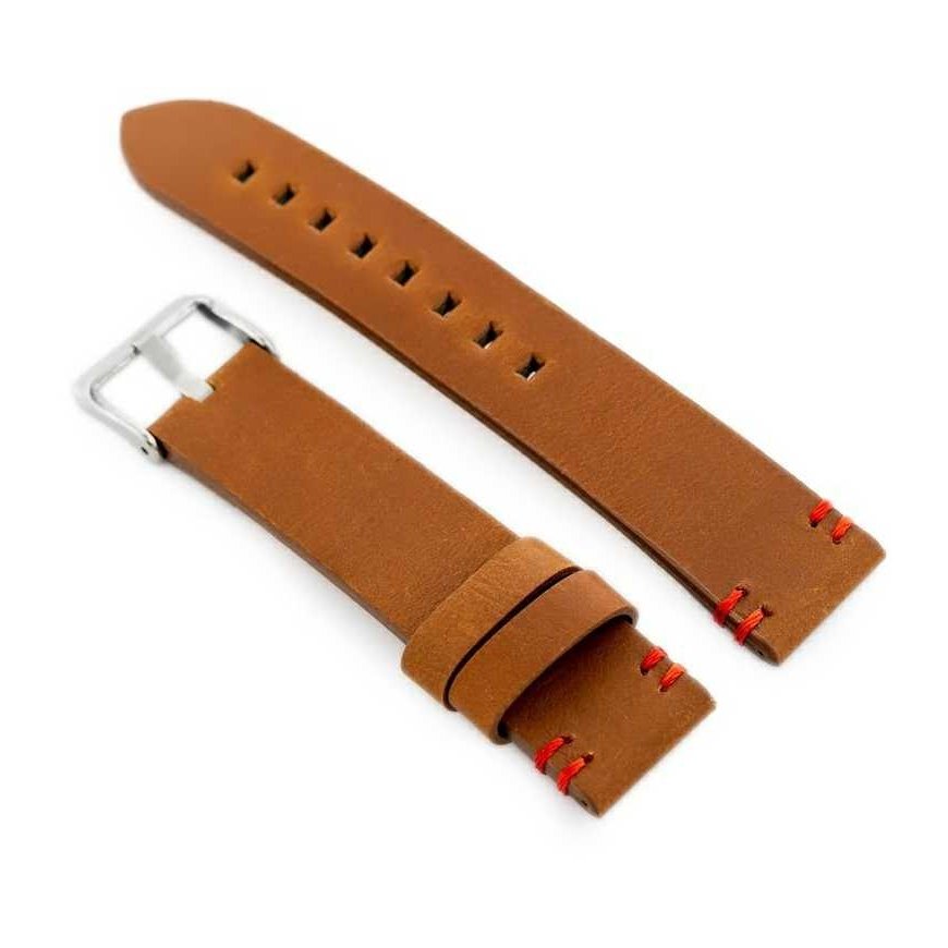 Pacific W110 watch with leather strap - brown/red - 22mm – 3