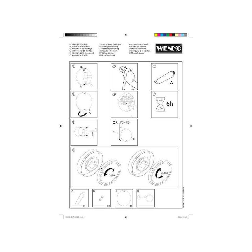 Wenko LUMI wall-mounted LED cosmetic mirror, installation without drilling – 4