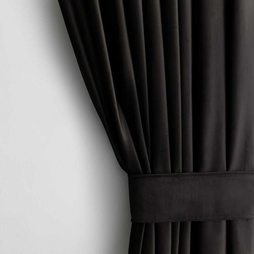AmeliaHome Aizkari VELVET melnā krāsā klasiskā