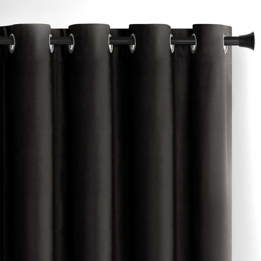 AmeliaHome Užuolaidos VELVET spalva juoda stiliaus klasikinės sidabrinės kilpelės medžiagos tipas - tekstilė aksomas 140x245 Ame – 2