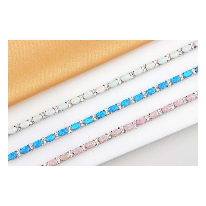 Brilio Silver Shiny silver bracelet with synthetic opals BRC140WP – 4