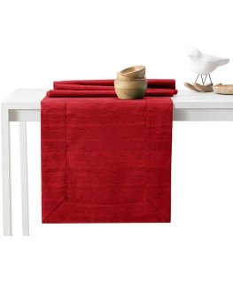 Tablecloth Vesta burgundy pressed modern 115x300+35x300 AmeliaHome