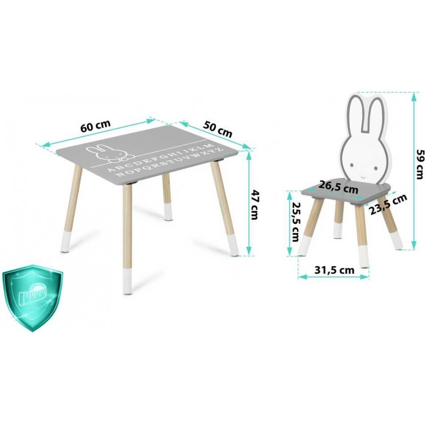 Table with two chairs for kids, Ricokids RC-847 Bunny – 2