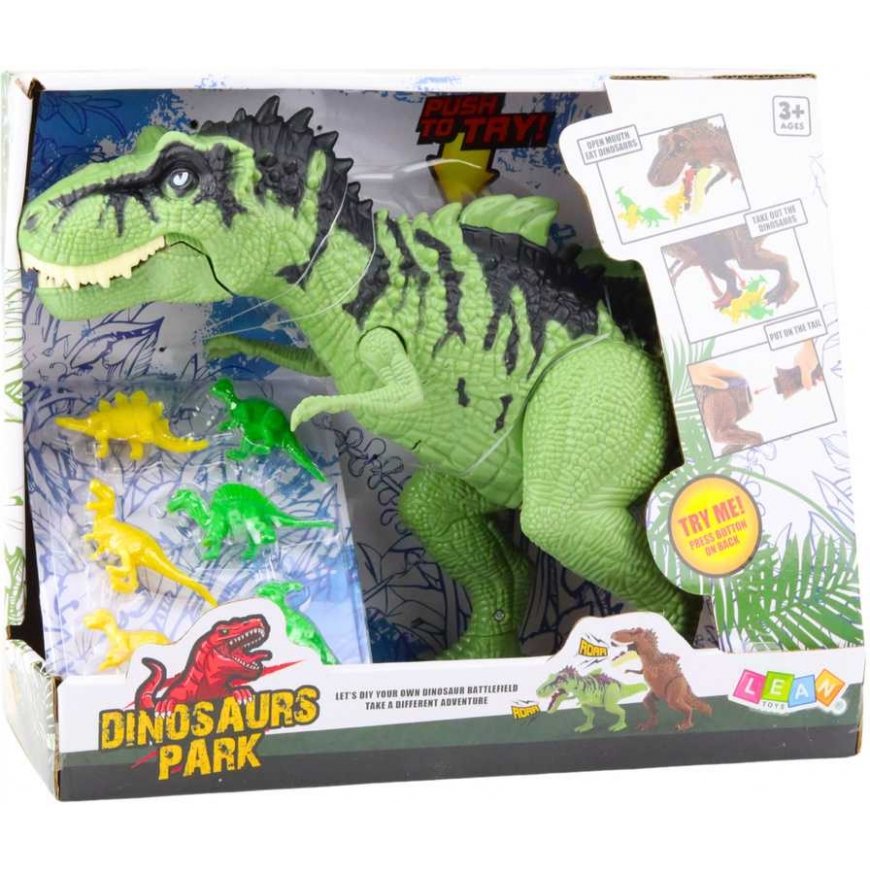Lean Toys dinosaur set with small figures, moving sounds, Green – 4