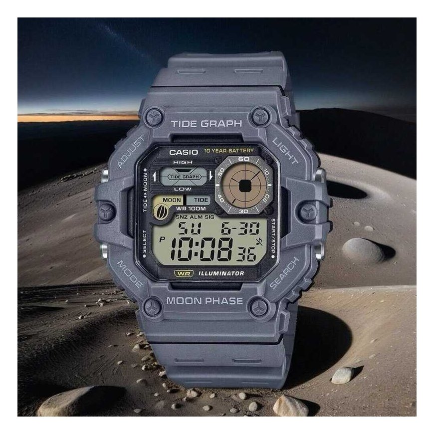Мужские часы CASIO Digital Moonphase WS-1700H-8AV + BOX – 5