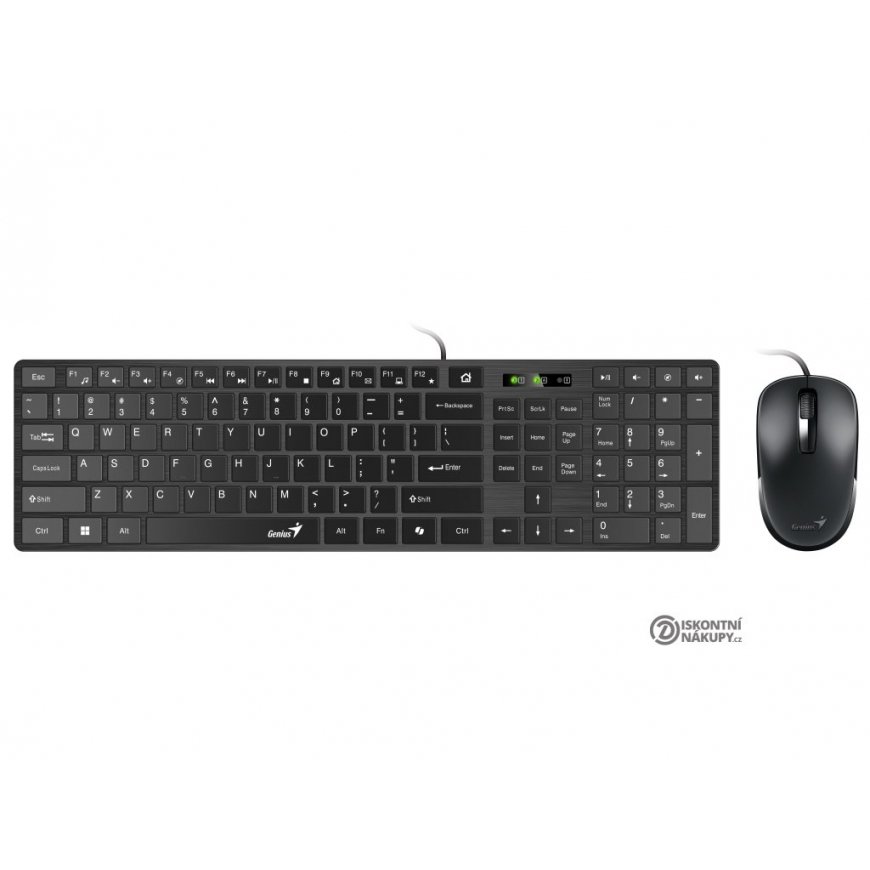 Genius SlimStar C126 COPILOT, keyboard set with optical mouse, CZ/SK, wired (USB), black, low profile