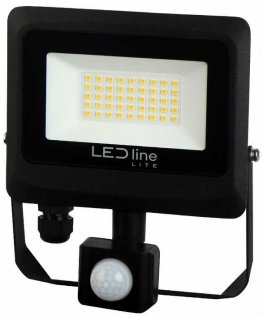 Ulkovalaisin liiketunnistimella LED 30W neutraalivalkoinen 230Vac, 3000lm, IP65, musta, PHOTON, LED LINE