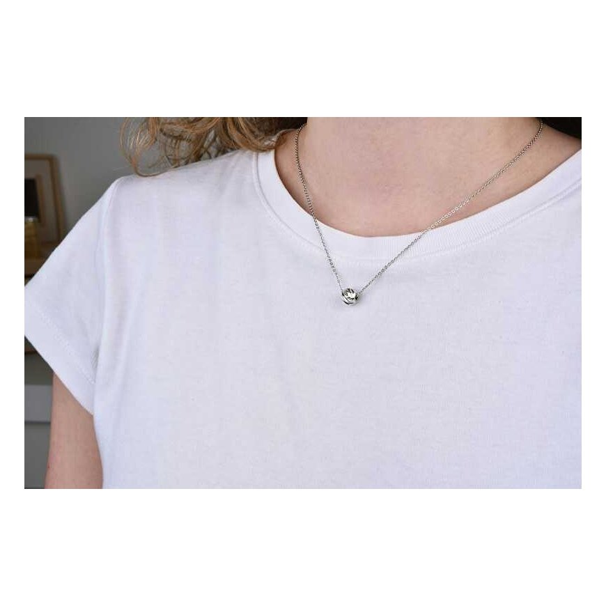 Soft Steel Necklace with Globe Silver Pendant – 2