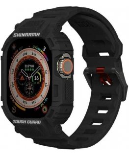 Браслет Skinarma + чехол Mecha 2в1 для Apple Watch 49мм черного цвета